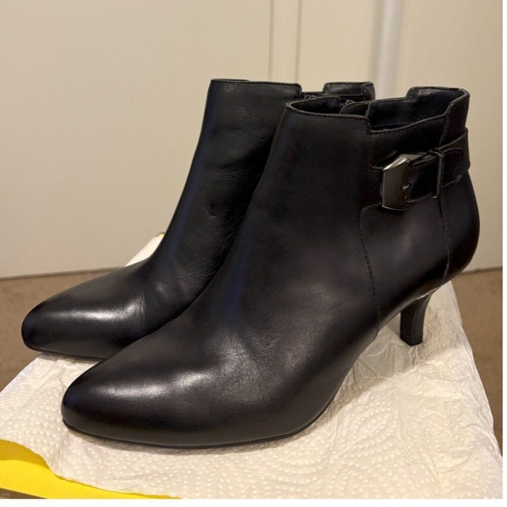 AK Anne Klein Faeryn Black Leather Ankle Booties 9M